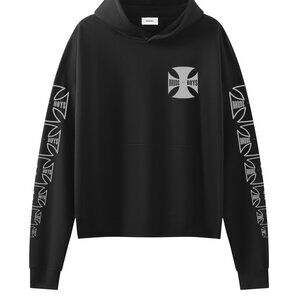 Rhude Black Cotton Cross Graphic Print Hoodie